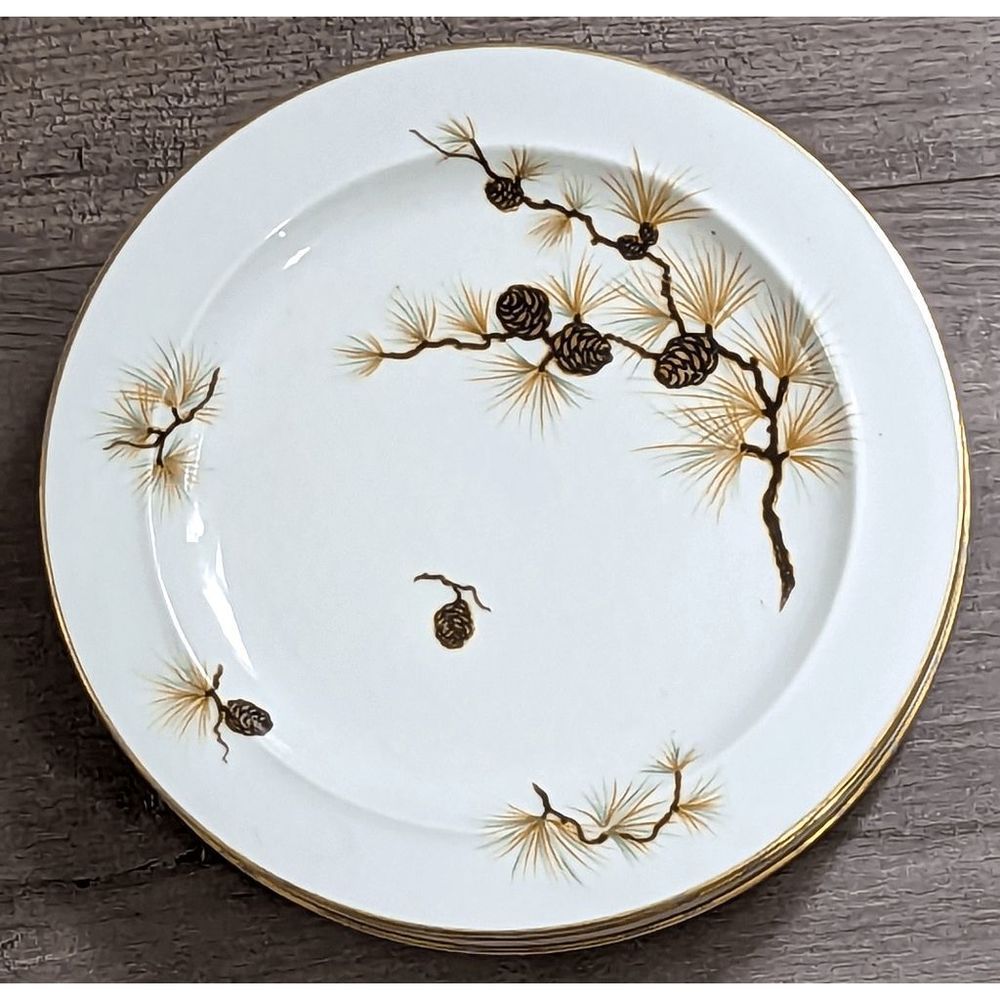 3 rare Easterling Canadian Pine salad plates Bavaria Germany holidays